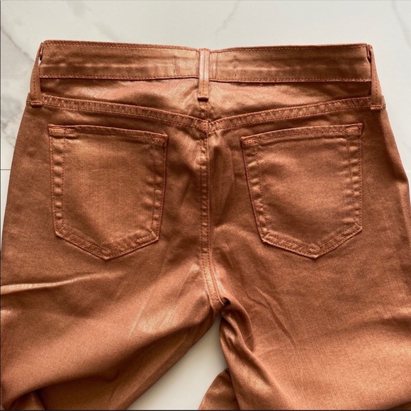 Copper rose gold foil lame metallic skinny jeans - Picture 9 of 9